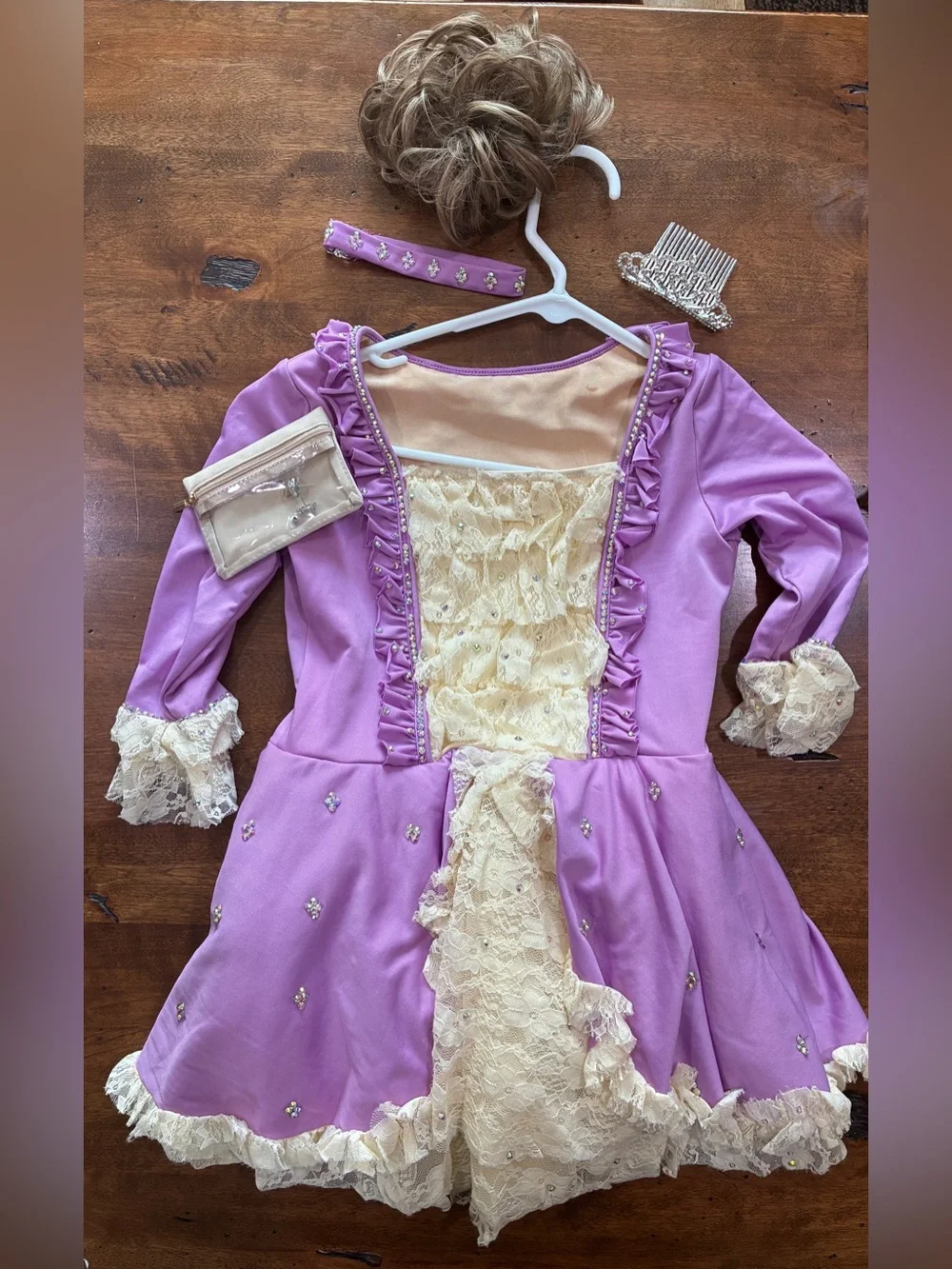 Purple and Cream Princess Costume Dress with Lace Details